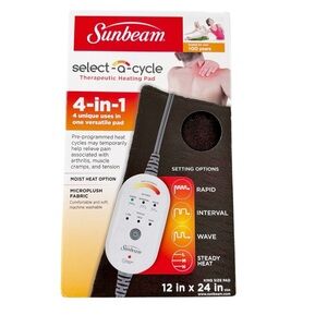 NEW Sunbeam 4-in-1 Select-A-Cycle Therapeutic Heating Pad DAT100-00U King Size